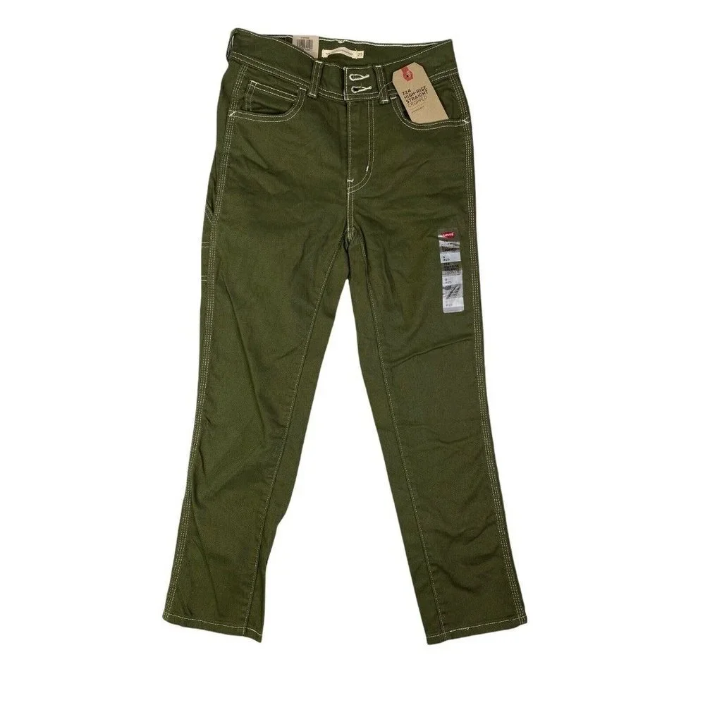 Levi's 724 High Rise Carpenter Cropped Straight Leg Olive Night Women's Jeans SZ